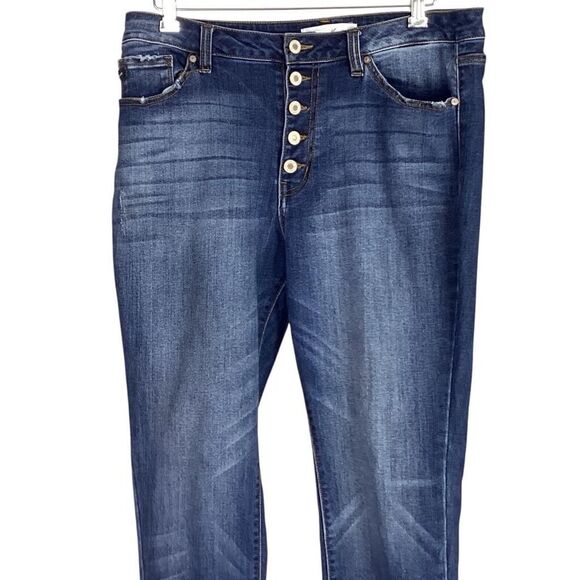 KanCan Curvy Jeans Women 15/31 Blue Stretch High Rise Skinny Button Fly Whisker - Picture 5 of 11